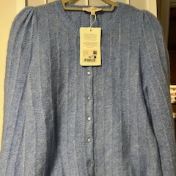 NWT Sezane Blue Gilet Amance Cardigan Sweater Size Medium - Picture 2 of 10